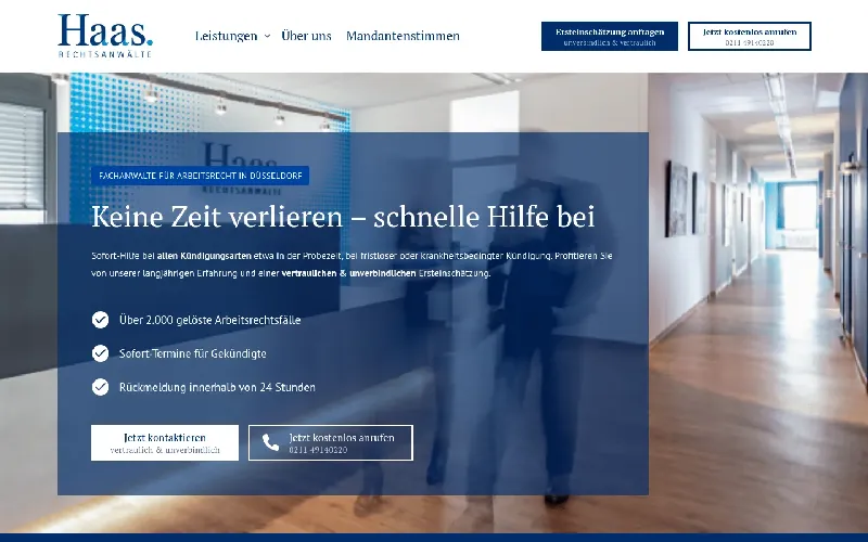 Website von Haas Rechtsanwälte