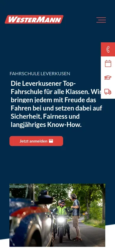 Website von Fahrschule Westermann auf dem Smartphone