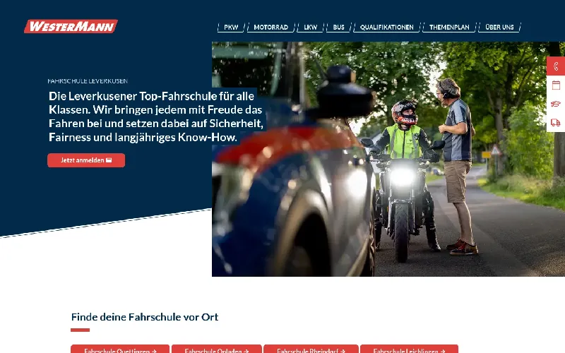 Website von Fahrschule Westermann