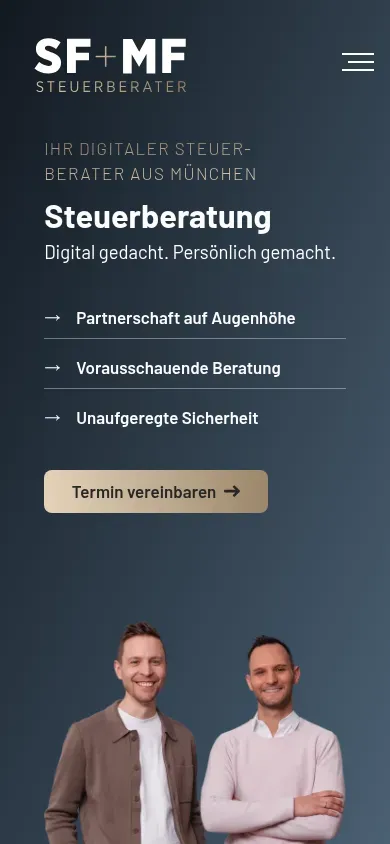 Website von SMF Steuerberater auf dem Smartphone